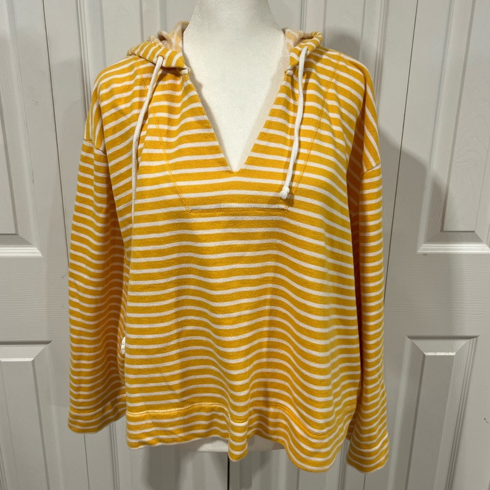 Yellow and white LOFT cropped sweatshirt